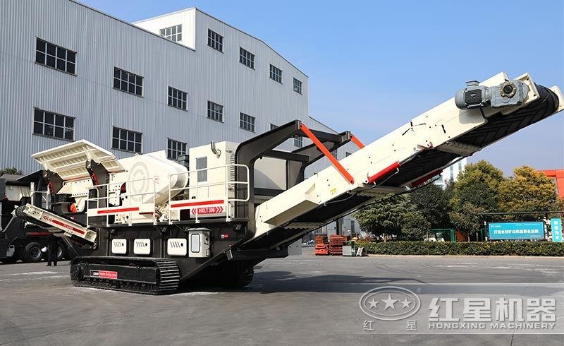 履帶移動(dòng)式小型石頭破碎機(jī)，環(huán)保安全