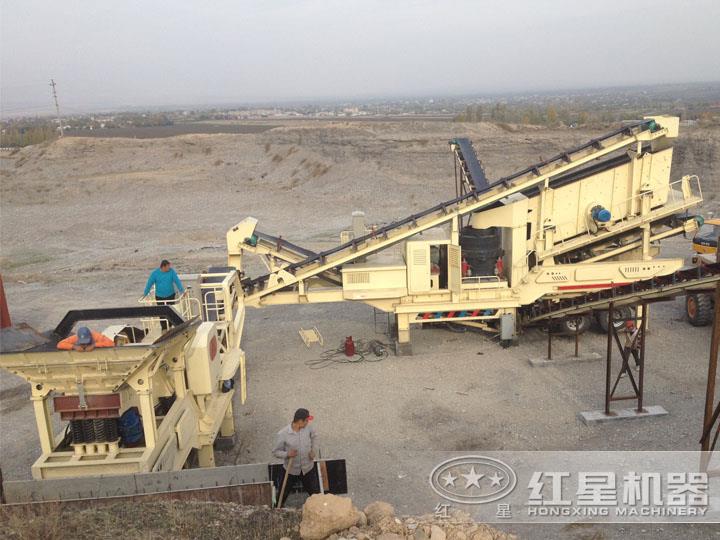 時產200方全自動碎石機生產現場,出料均勻,粒形好看 時產200方全自動碎石機生產現場,出料均勻,粒形好看